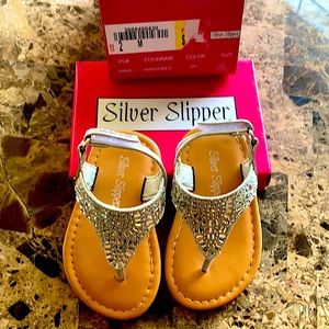 Silver sparkly baby girl sandals Size 2